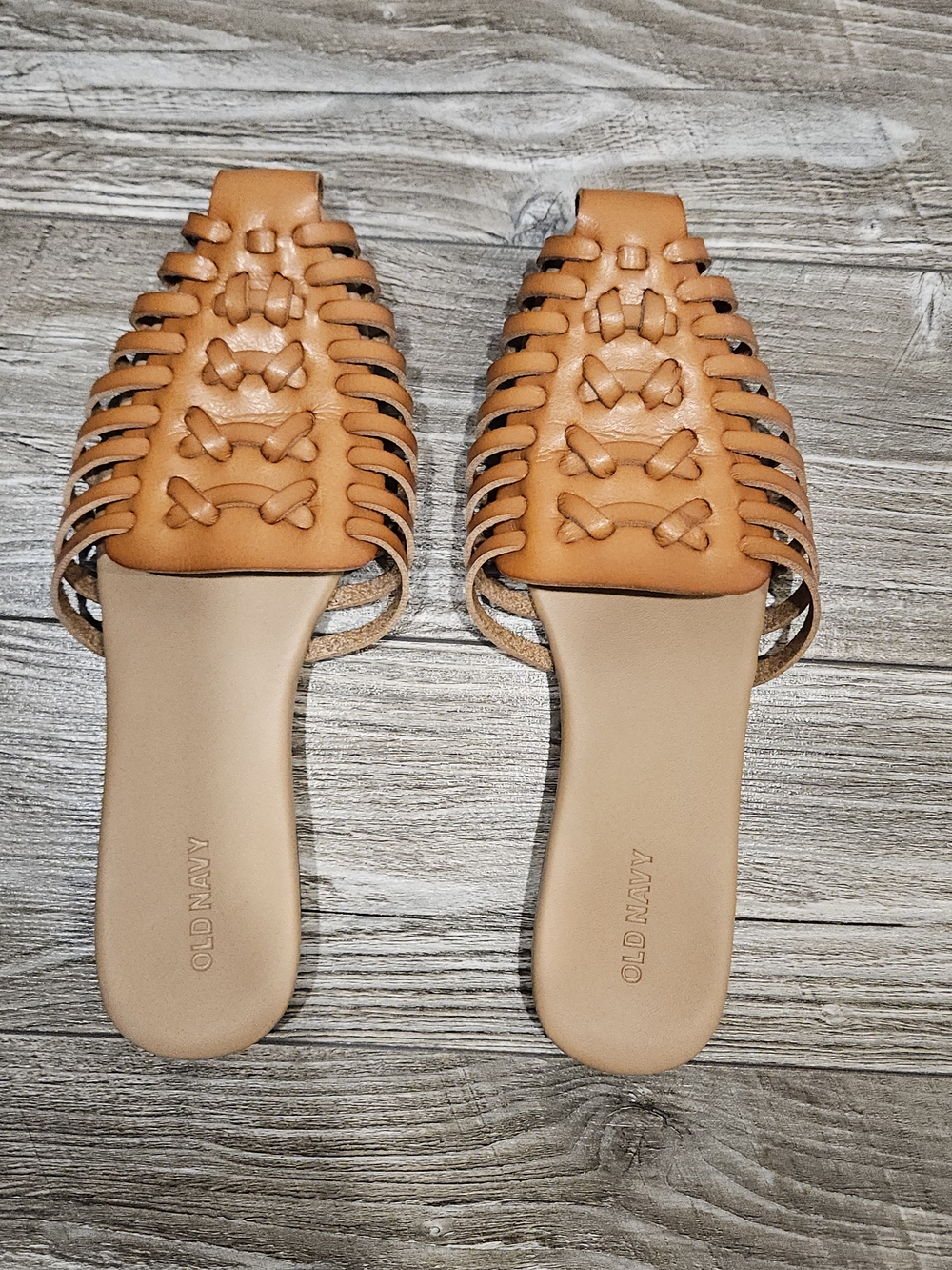 Old Navy Cognac Braided Slide Mules